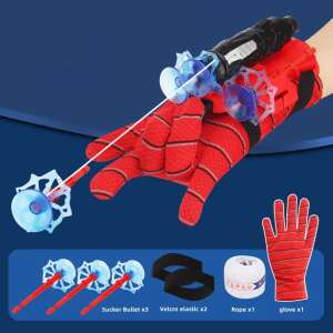 Set mănuși lansatoare de pânză Spiderman cu 3 săgeți cu ventuze, roșu și negru, pentru copii - Nonbrand Jocuri interactive pentru copii
