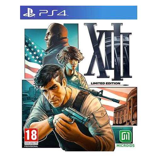 XIII - Limited Edition PS4 videojáték borítója, amelyen egy fegyvert tartó férfi látható, a háttérben egy várossal - Microids