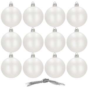 12 db 6 cm-es fehér matt karácsonyfadísz a Springos-tól - Karácsony