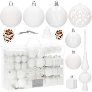 Springos Christmas tree decorations set, 101 pieces, white - Nonbrand Christmas tree ornament