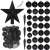 Springos black Christmas tree bauble set, 33 pieces, with star topper, icicle ornaments, and hanging strings