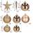 Springos Christmas ornament set dimensions: baubles, icicles, and star topper sizes