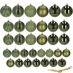 30 darabos Springos zöld karácsonyfadísz készlet, vegyes felületek - Nonbrand Karácsonyfadísz