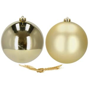 Springos 15cm Goldene Weihnachtskugeln, 2er Set - Christbaumschmuck