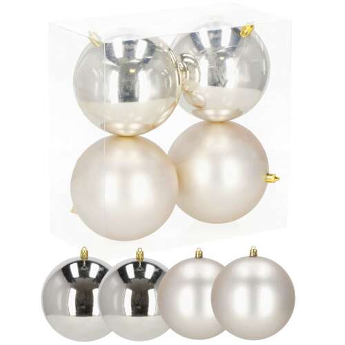 Springos Christmas tree ornaments, 12 cm, silver and white, in packaging