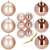 Set of 6 Springos 10cm rose gold Christmas tree ornaments, 3 shiny and 3 matte