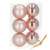 Set of 6 Springos 10cm rose gold Christmas tree ornaments, 3 shiny and 3 matte