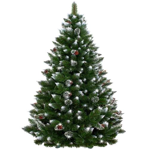 Springos 250 cm artificial Christmas tree with snow-frosted tips and pine cones