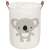 Springos koala laundry basket with brown handles, white canvas with grey koala design