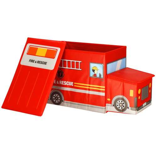 Cutie de depozitare pentru jucării Springos în formă de camion de pompieri, roșu, deschisă, 55 x 26 x 32 cm