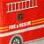 Springos Fire Truck Toy Storage Box, red, close-up of logo