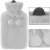 Springos hot water bottle with plush cover, grey, 2L, close-up of details
