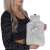 Woman holding Springos hot water bottle with plush cover, grey, 2L