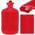 Springos 2L red rubber hot water bottle with close-up details