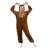 Brown reindeer kigurumi pajamas with a zipper, hood, and antlers, worn by a woman