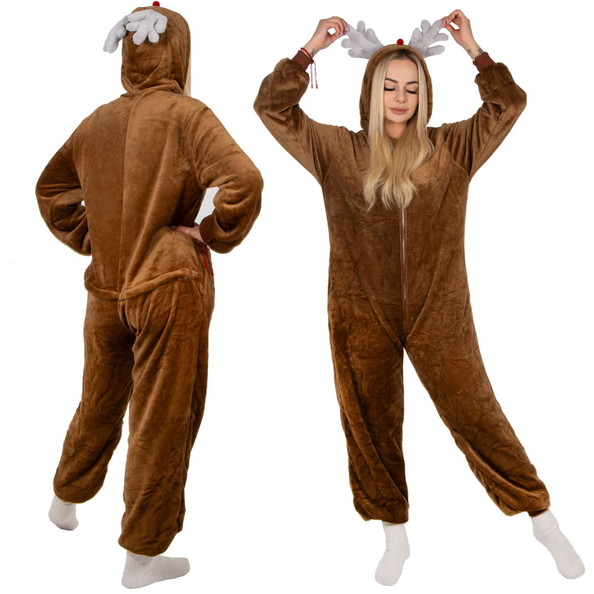 Springos Rénszarvas kigurumi pizsama, S méret - Barna