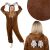 Springos brown reindeer kigurumi pajama, L size, worn by a woman