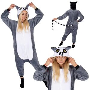 Pyžamo Springos Maki Kigurumi veľkosť S nosené ženou, koláž - Kigurumi