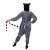 Springos Lemur Kigurumi Pajama, grey with white and black details, back view