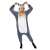 Springos Lemur Kigurumi Pajama, grey with white and black details, woman wearing it