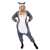 Springos Lemur Kigurumi Pajama, grey with white and black details, woman wearing it