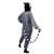 Springos Lemur Kigurumi Pajama, grey with white and black details, back view