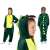 Green dinosaur kigurumi pajamas for kids, Springos brand, front and back view