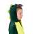 Green dinosaur kigurumi pajamas for kids, Springos brand, close-up of hood