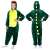 Green dinosaur kigurumi pajamas for kids, Springos brand, front and back view