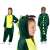 Green dinosaur kigurumi pajamas for kids, Springos brand, front and back view