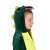 Green dinosaur kigurumi pajamas for kids, Springos brand, close-up of hood
