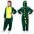 Green dinosaur kigurumi pajamas for kids, Springos brand, front and back view