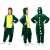 Green dinosaur kigurumi pajamas for kids, Springos brand, front, side, and back view