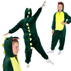 Springos Sárkány kigurumi pizsama, 110-120 méret, kollázs különböző pózokkal - Springos