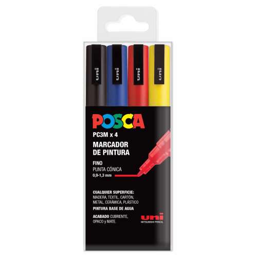 UNI Posca PC-3M dekormarker készlet, 4 alap szín (TUPC3M4AL) 87085537 - Marker