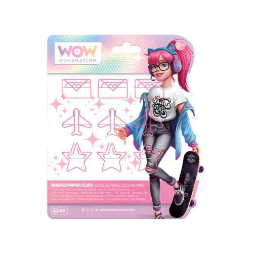 Set de agrafe de hârtie modelate WOW Generation cu forme de avion, stea, plic, culoare roz