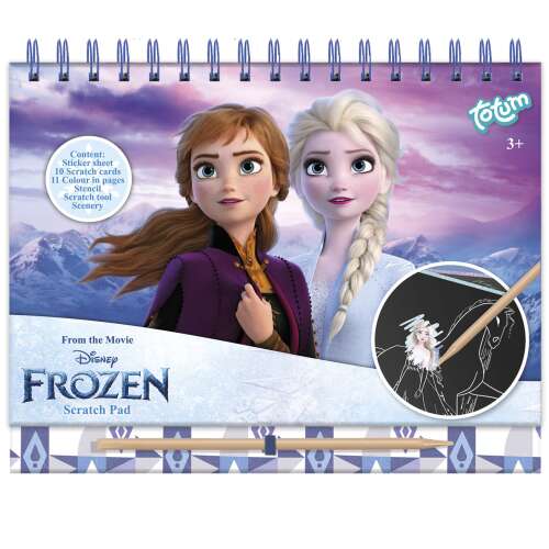 Totum Disney Frozen Scratch Pad with stickers and stencils, featuring Elsa and Anna