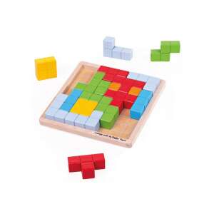 Bigjigs Spielzeug Logikspiel, Holzpuzzle für Kinder, bunte Blöcke, Lernspielzeug - Logikspiele