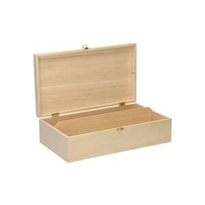 Holz Weinflaschen Aufbewahrungsbox mit Deckel, 2 Fächer, unbehandelt, Naturholz, DIY Projekt, offen - Barzubehör