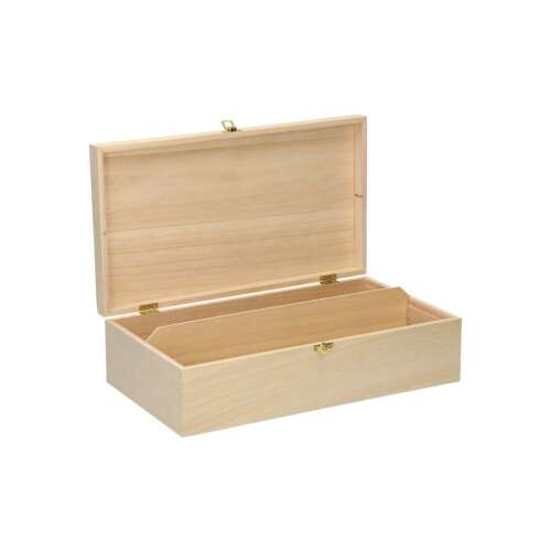 Holz Weinflaschen Aufbewahrungsbox mit Deckel, 2 Fächer, unbehandelt, Naturholz, DIY Projekt, offen