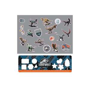 Jurassic World Stickerbogen und Schablonenlineal, mit Dinosauriern und anderen Designs - Kinderheft mit Stickern
