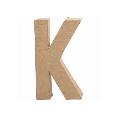 Brauner Pappmaché-Buchstabe K, 20,5 x 11,8 x 2,5 cm