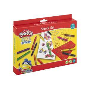Play-Doh Art & Activity Schablonen-Set mit 6 Schablonen, 8 Buntstiften, 5 Filzstiften und 1 Skizzenblock (20 Blätter) - Zeichengeräte