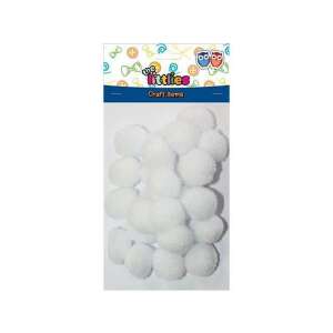 60 fehér pompon, 15mm, kézműves kellékek, the littles - Luna