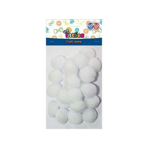 60 fehér pompon, 15mm, kézműves kellékek, the littles