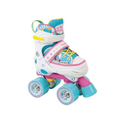 Hudora verstellbare Rollschuhe in Blau und Rosa mit Einhorn-Design