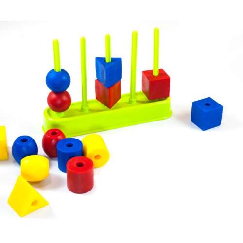 Игра Miniland Abacolor Maxi с цветни форми и мъниста за предучилищна възраст