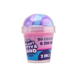 Galaxy Putty & Sand 2 in 1, 80 Gramm Knete und 220 Gramm kinetischer Sand, lila und blaue Farben, in einem Plastikbehälter - Slime