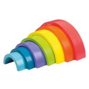 Jouéco Szivárvány Fa Halmozható Játék, 7 darabos szett, csecsemőknek és kisgyermekeknek - Jouéco