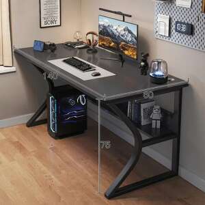 Black Gamer Desk OTC-B2, 140x60x75 cm, with cup holder, headphone holder, and cable management - Gaming